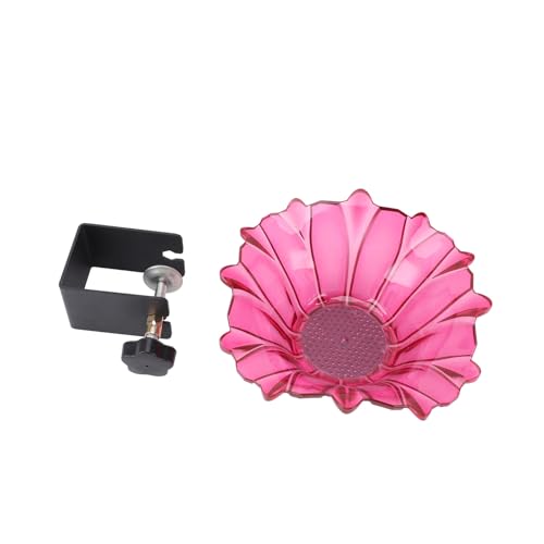 Vogeltränke, Kunststoff Stehend Kohlenstoffstahl Vogelbad mit Stabile Konstruktion und Einzigartigen Blumendesign, Einstellbaren Einfache Installation Bird Bath für Garten (Rose) von OFFAXE