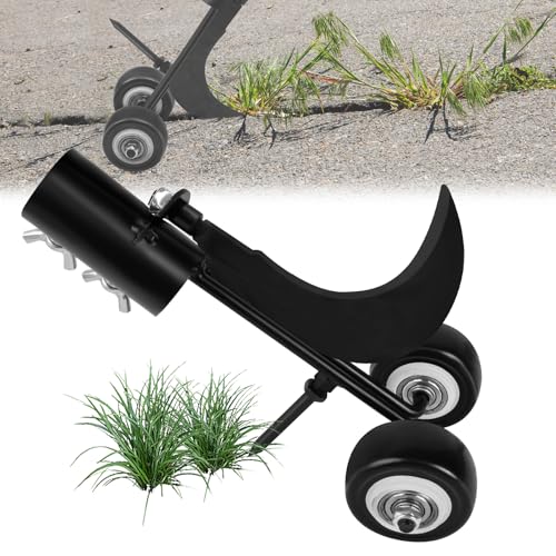 OFFCUP 2 in 1 Unkrautentferner mit Rädern, Unkrautstecher Garten Unkrautvernichter Manueller Weeder, Unkrautjäter für Fugendüse und Rissjäten zwischen Platten, Block, Pflaster, Terrasse von OFFCUP
