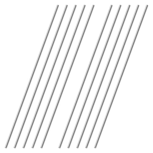 OFFCUP Edelstahlstäbe, 10 Stück Edelstahl Rundstäbe 1.5mm x 300mm Rundstab 304 Edelstahl Rundstangen Metallstange Stabstahl Solide Vollrundstab Rundstahl für DIY Handwerk Modellauto Flugzeug von OFFCUP