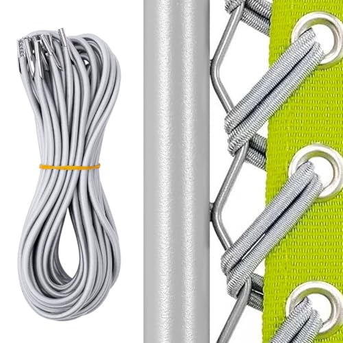 OFFCUP Elastische Schnur für Sonnenliege, 4 Stück Gummiband für Liegestuhl Elastischer Kordel Faden mit Endkappen, Gummischnur für Relax-Liegestuhl, Ersatzteile für Gartenliegen - Grau von OFFCUP