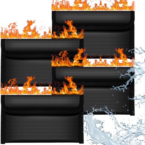 OFFCUP Feuerfeste Tasche, 4 Stück Feuerfeste Dokumententasche 20.2 x 11.8 cm, Feuersichere Wasserabweisend Dokumententasche Hülle Beutel Behälter für Wertsachen Kapazität Aktentasche Brieftasche von OFFCUP