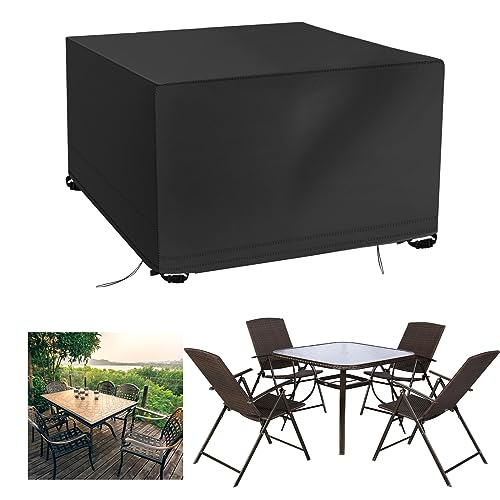 OFFCUP Gartenmöbel Abdeckung, Rechteckig Schwerlast 420D Oxford Gewebe, Abdeckplane Gartenmöbel, Wasserdichte Schutzhülle Anti-UV Abdeckplane für Gartentische Terrassenmöbel(125*125*74cm) von OFFCUP
