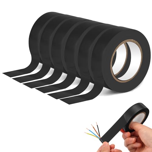 OFFCUP Isolierband, 6 Stück PVC Elektriker Klebeband 19mm x 20m, Wasserdicht Elektrisches Isolierband Schwarz, Electrical Tape Selbstklebendes Isolierband zum Schutz, Bündeln und Reparieren von Kabeln OFFCUP Isolierband, 6 Stück PVC Elektriker Klebeband 19mm x 20m, Wasserdicht Elektrisches Isolierband Schwarz, Electrical Tape Selbstklebendes Isolierband zum Schutz, Bündeln und Reparieren von Kabeln von OFFCUP
