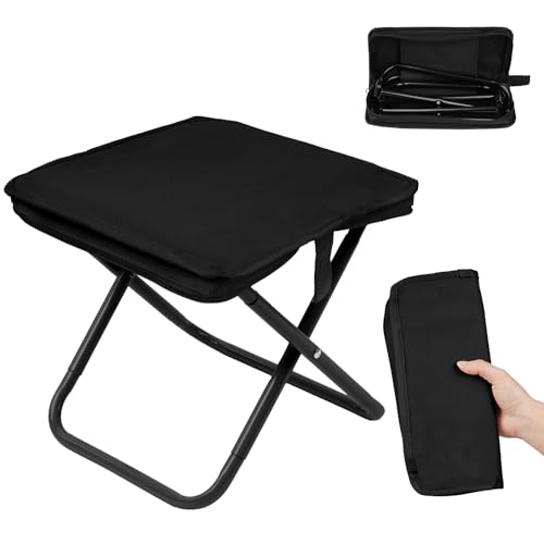 OFFCUP Klapphocker Mini Camping Hocker Tragbarer Klapphocker Campinghocker Falthocker Leicht Sitz Falthocker Mini-Klapphocker für Reisen Wandern Garten Angeln mit Aufbewahrungsbeutel -Schwarz von OFFCUP