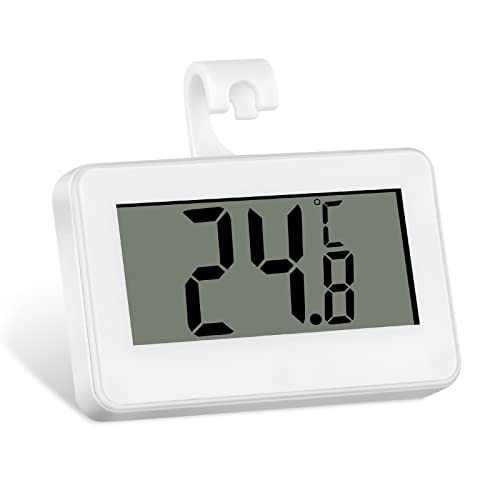 OFFCUP Kühlschrankthermometer Digitale Thermometer Kühlschrank Gefrierschrank mit LCD-Anzeige, Drei Platzierungs-Modi(Anschließen, Stehend und Magnetischer Stock) für Lnnen/Außen von OFFCUP