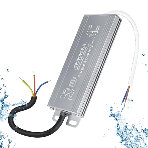 OFFCUP LED Trafo 24V 60W IP67 Wasserdicht Transformator LED Netzteil Treiber AC 250V auf DC 24V Adapter LED Driver Niedervolttrafo Konstantspannung Schaltnetzteil Trafo Nicht Dimmbar von OFFCUP
