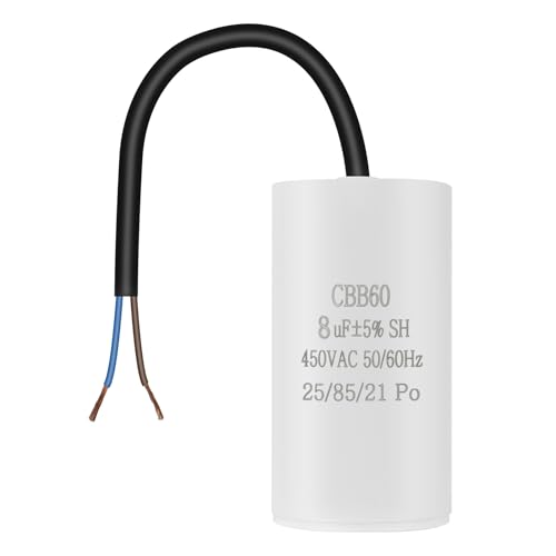 OFFCUP Motorkondensator CBB60 Anlaufkondensator 8μF 450V Kondensator 8μF 450V CBB60 Kondensatoren mit Drahtleitung für Elektromotoren und Schwimmbadpumpen Elektromotor,50/60Hz OFFCUP Motorkondensator CBB60 Anlaufkondensator 8μF 450V Kondensator 8μF 450V CBB60 Kondensatoren mit Drahtleitung für Elektromotoren und Schwimmbadpumpen Elektromotor,50/60Hz von OFFCUP