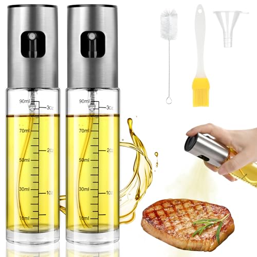 OFFCUP Ölsprüher zum Kochen, 2 Stück Öl Sprühflasche Glas, 100ml Sprühflasche Öl Sprayer Durchsichtige Ölsprüher Flasche mit Skala, Olivenölsprüher Ölspray zum Kochen, Grillen, Salate von OFFCUP