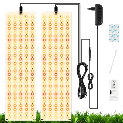OFFCUP LED Grow Lampe, 2 Stück Pflanzenlampe LED Vollspektrum 270 LEDs Pflanzenlicht, Wachstumslampe mit Timer 3/6/12H, 3 Arten von Helligkeit für Innen Samen Knospe Pflanze Gemüse und Blume von OFFCUP