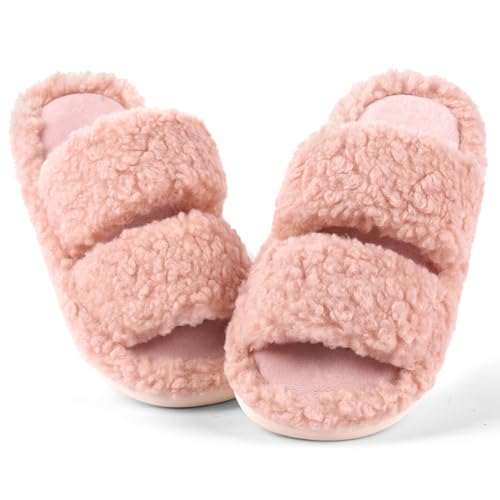 OFFCUP Plüsch Hausschuhe Damen, Plüsch Pantoffeln Winter Slides, Gemütliche Damen Hausschuhe Offene Zehenpartie Warme Pantoffeln Damen Pelzige Flache Slippers Trendig für Drinnen und Draußen OFFCUP Plüsch Hausschuhe Damen, Plüsch Pantoffeln Winter Slides, Gemütliche Damen Hausschuhe Offene Zehenpartie Warme Pantoffeln Damen Pelzige Flache Slippers Trendig für Drinnen und Draußen von OFFCUP