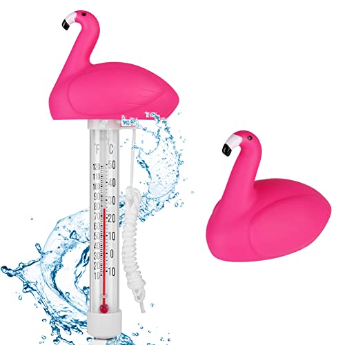 OFFCUP Schwimmendes Wasserthermometer - Floating Pool Thermometer Cute für Swimmingpools, Hot Tubs, Fischteiche & Baby-pools (Flamingo) von OFFCUP