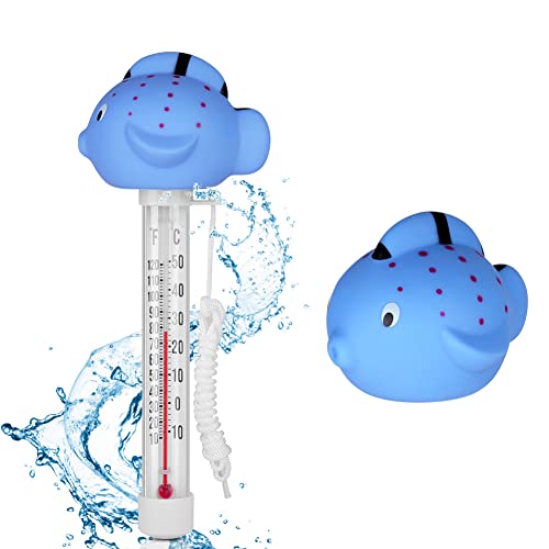 OFFCUP Schwimmende Pool Thermometer, Wasser Temperatur Thermometer, Schwimmende Wasserthermometer, Floating Pool Thermometer Cute Für Swimmingpool, Tubs, Fischteiche & Baby-pool（Blauer Kugelfisch) von OFFCUP