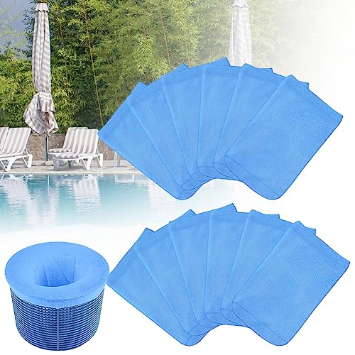 OFFCUP Skimmer Socken, 12pcs Skimmer Filter Netz, Filter Skimmer Pool, Skimmer Schwimmbadzubehör Für Oberflächenskimmer, Skimmerkorb Netz Nylon Entfernt Schlacken Blätter（Blau） von OFFCUP