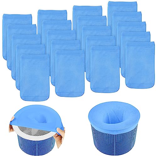 OFFCUP Skimmer Socken, 20pcs Skimmer Filter Netz, Filter Skimmer Pool, Skimmer Schwimmbadzubehör Für Oberflächenskimmer, Skimmerkorb Netz Nylon Entfernt Schlacken Blätter（Blau） von OFFCUP