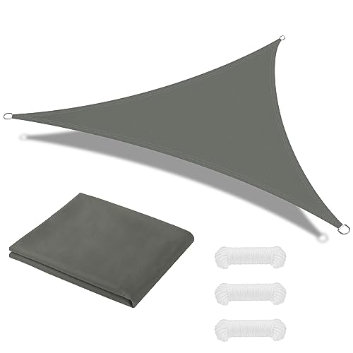 OFFCUP Sonnensegel, Sonnenschutz Baldachin, Dreieckige Markise, Oxford-Stoff Wasserdicht Ripstop Uv Schutz Mit Pu-Beschichtung, 3x3x3m (Größe nach dem Richten) Garten Segel Mit Freiem Seil（grau） von OFFCUP