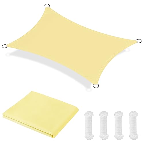 OFFCUP Sonnensegel, Sonnenschutz Baldachin, rechteckige Markise, Oxford-Stoff Wasserdicht Ripstop Uv Schutz Mit Pu-Beschichtung, 2x3m Garten Segel Mit Freiem Seil（Beige） von OFFCUP