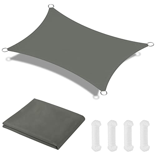 OFFCUP Sonnensegel, Sonnenschutz Baldachin, rechteckige Markise, Oxford-Stoff Wasserdicht Ripstop Uv Schutz Mit Pu-Beschichtung, 2x3m Garten Segel Mit Freiem Seil（Grau） von OFFCUP