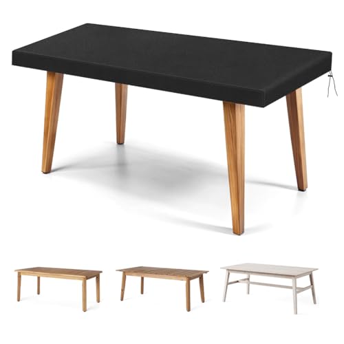 OFFCUP Tischplatte Abdeckung Wasserdicht Gartentisch Abdeckung Schutzhülle Winterfest Gartenmöbel Abdeckung 210D Oxford Gewebe UV Beständiges Tischplattenhülle mit Kordelzügen Gartentisch Schutzhülle von OFFCUP