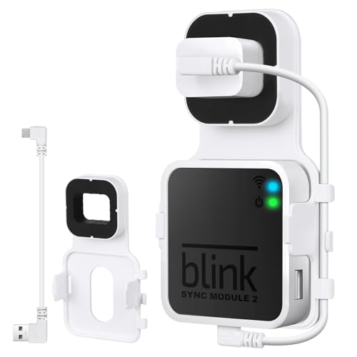 OFFCUP Wandhalterung für Blink Sync Modul 2, Kamera Halterung Stecker Wandhalterung Klammern Indoor Sicherheitskamera Schutzhülle Zubehör für Blink Kamerasystem mit Kurzen Kabeln von OFFCUP