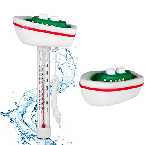 OFFCUP Wasser Temperatur Thermometer, Schwimmende Pool Thermometer, Schwimmende Wasserthermometer, Floating Pool Thermometer Cute Für Swimmingpool, Hot Tubs, Fischteiche & Baby-pool（Weiße Yacht） von OFFCUP