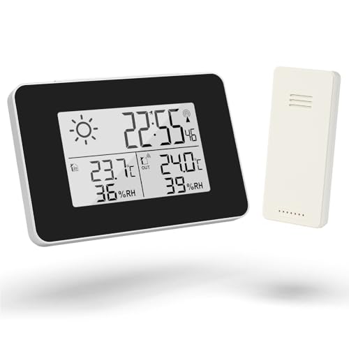 OFFCUP Wetterstation Funk mit Außensensor,Funkwetterstation mit Wettervorhersage, Thermometer Innen Außen Funkthermometer Hygrometer Innen und Außen mit DCF Funkuhr, Luftfeuchte, Batteriebetrieben OFFCUP Wetterstation Funk mit Außensensor,Funkwetterstation mit Wettervorhersage, Thermometer Innen Außen Funkthermometer Hygrometer Innen und Außen mit DCF Funkuhr, Luftfeuchte, Batteriebetrieben von OFFCUP