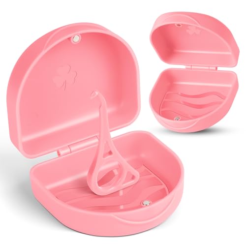 OFFCUP Zahnspangendose mit Aligner Entfernungswerkzeug Spangendose Tragbar Dento Box Gebissdose Prothesendose Zahnspangenbox Schienendose Zahnschiene Box -Rosa von OFFCUP