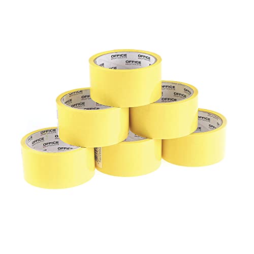 OFFICER PRODUCTS PRODUCTS 15025031-06 Verpackungsklebeband Farbe: Gelb/ 6 Rollen/Breite 48mm x Länge 46m/ Farbiges PP-Packband mit Acrylkleber/Verpackungsband Klebeband Paketklebeband/ von OFFICER PRODUCTS