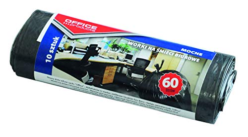 Office Products 22021222-05 Müllbeutel 60 L - 10 Stück Stark LDPE| Müllsäcke Mülltüte Abfallsäcke Mülltüte für Den Hausmüll für das Büro| Farbe: Schwarz | Foliendicke: 19 μm von OFFICER PRODUCTS