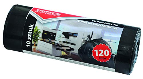 Office Products 22022232-05 Müllbeutel 120 L - 10 Stück Extra Stark LDPE| Müllsäcke Mülltüte Abfallsäcke Mülltüte für Den Hausmüll für das Büro| Farbe: Schwarz | Foliendicke: 24 μm von OFFICER PRODUCTS