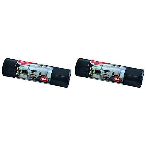 Office Products 22022242-05 Müllbeutel 160 L - 10 Stück Extra Stark LDPE| Müllsäcke Mülltüte Abfallsäcke Mülltüte für Den Hausmüll für das Büro| Farbe: Schwarz | Foliendicke: 32 μm (Packung mit 2) von OFFICER PRODUCTS