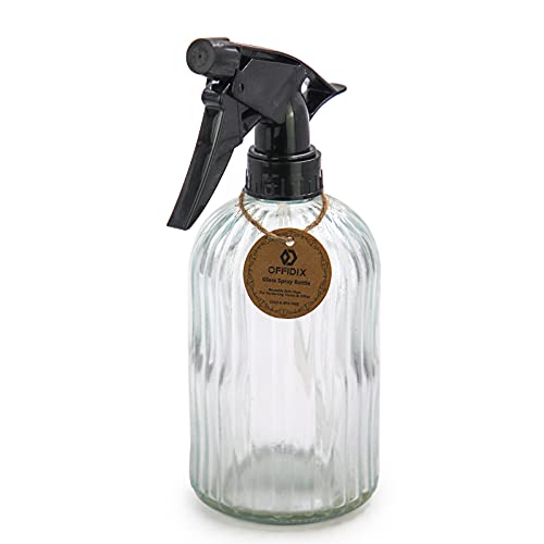 OFFIDIX Glas-Sprühflasche, transparente Feinnebel-Sprühflasche Handdruck-Pflanzen-Mister mit Top-Pumpe, 0,4-L-Sprühflasche mit Verstellbarer Düse für Gartenarbeit oder Hausreinigung von OFFIDIX