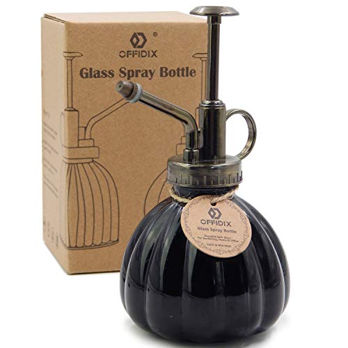 OFFIDIX Pflanze Mister Flower Gießkanne, 6,3" hoch Vintage Pumpkin Style Glas Sprühflasche & Bronze-Kunststoff-Top-Pumpe Ideal zum Gießen Kleiner Pflanzen im Haus oder Büro(Schwarz) von OFFIDIX