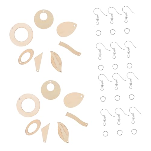 OFFIGAM 1 Satz Holzohrringe DIY Set Teiliges Unvollendetes Material für Ohrringe mit Haken für Schmuckherstellung und Kreative Bastelarbeiten von OFFIGAM