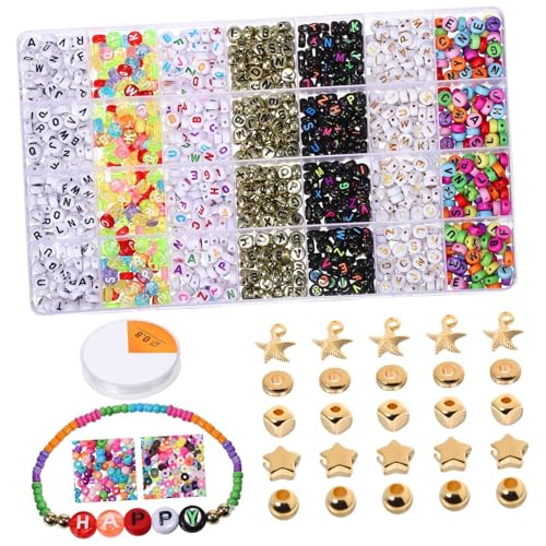 OFFIGAM 1 Schachtel Bunte Buchstabenperlen Set DIY Bastelperlen für Armbänder Vielseitige Acrylperlen Lebhaften Farben für Kreative Projekte und Schmuckherstellung von OFFIGAM