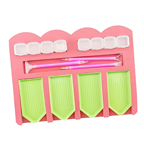 OFFIGAM 10 Stück Diamant-maltablett Kleine Plastikschalen Perlensortierplatte Bohren Malerei Tablett Strasssortierer Handwerkspeicherorganisator Farbhalterschale Harz Rosa von OFFIGAM