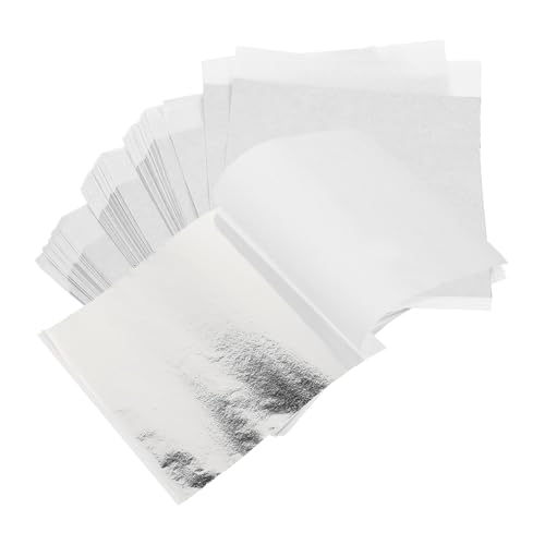 OFFIGAM 100 Blatt Imitation Silberfolie für Bastelarbeiten Leichtes Sicheres Material für Dekoration und Vergoldung von Kunstprojekten für Feste und Tägliche Anwendungen von OFFIGAM