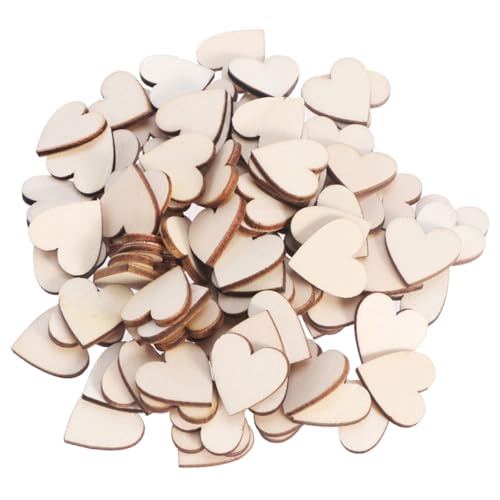 OFFIGAM 100 Stück Holzherzen Scheiben mit Rinde Naturbelassen DIY Holzscheiben für Bastelarbeiten Scrapbooking Dekoration Handwerk Holzscheiben zum Bemalen von OFFIGAM