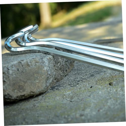 OFFIGAM 12 Stück Teiliges Zeltheringe Aluminium Sechseckig Fragezeichen Form Hohe Festigkeit Sturmsichere Bodenanker für Campingzelte Markisen und Pavillons Silberfarben Robust und von OFFIGAM