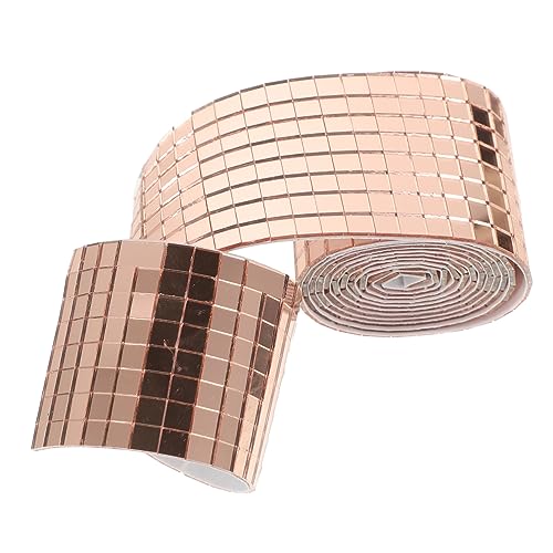 OFFIGAM 1Rolle Selbstklebende Mosaikfliesen Mini Glasspiegel Mosaik Wandaufkleber für DIY Bad und Schlafzimmer Goldfarben von OFFIGAM