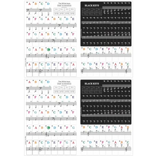 OFFIGAM 2 Sätze Piano Keyboard Aufkleber für Anfänger Selbstklebende Klaviertastatur Etiketten für Tasten Leicht zu Installieren Langlebig für Elektronische Klaviere und Keyboard Lernen von OFFIGAM