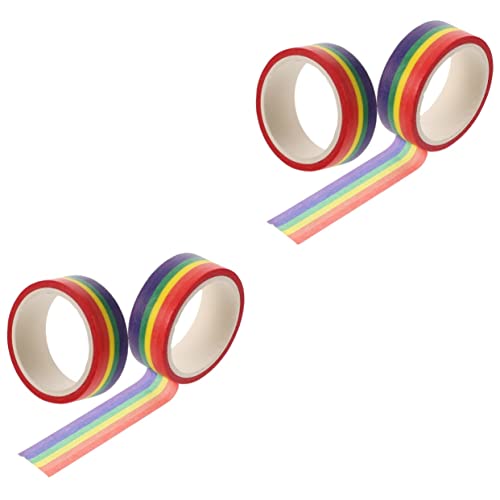 OFFIGAM 2 Sätze Rainbow Stripe Washi Tape Diy Dekoratives Klebeband Für Scrapbooking Journaling Und Bastelprojekte Und Praktisch 2 Stück * 2 von OFFIGAM