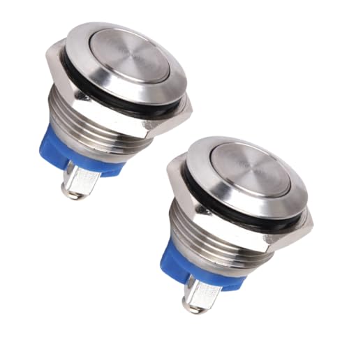 OFFIGAM 2 Stück Flacher Edelstahl Drucktaster Selbstzurückstellender Momentary Schalter Metall klingelknopf für Auto Boot Tür Langlebig und Praktisch von OFFIGAM