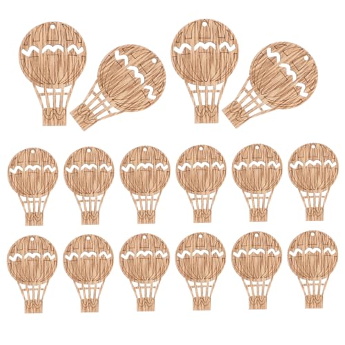 OFFIGAM 30 Stück Teiliges Holzscheiben Heißluftballon Formen für DIY Bastelarbeiten Glatte Oberfläche Leichtes Holzdekor für Party und Weihnachtsdekoration Vielseitige Holzverzierungen von OFFIGAM