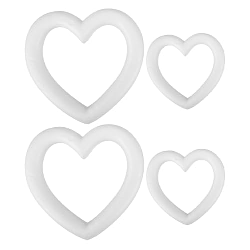 OFFIGAM 4 Stück Blanke Valentinstag Bastelschaum Bastelkränze Herzförmige Schaumstoffe Zum Basteln Valentinstag Herzförmiger Schaumstoff Hochzeitsornament Herzschaum Modell Weiß von OFFIGAM