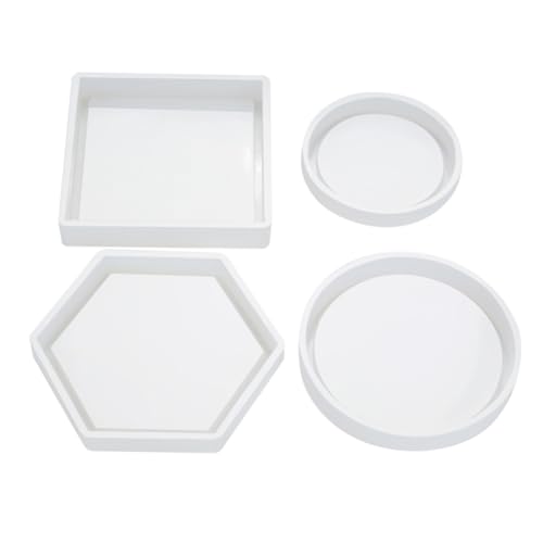 OFFIGAM 4 Stück Silikonform Teiliges Crystal Epoxy Untersetzer Formen Vielseitige DIY Gießformen für Runde Sechseckige und Quadratische Coaster Praktische Wiederverwendbare Silikonmatten OFFIGAM 4 Stück Silikonform Teiliges Crystal Epoxy Untersetzer Formen Vielseitige DIY Gießformen für Runde Sechseckige und Quadratische Coaster Praktische Wiederverwendbare Silikonmatten von OFFIGAM