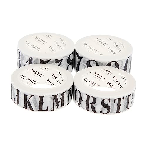 OFFIGAM Washi Tape 4 Rollen Selbstklebendes Dekoband Vintage Alphabet und Zahlen Aufkleber Selbstgemacht Bastelbedarf für Scrapbooking Journaling und Dekoration von OFFIGAM