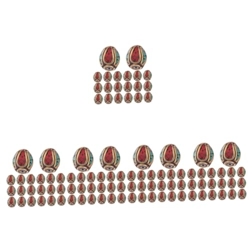 OFFIGAM 5 Sätze Nepalese Messing Spacer Perlen Für Diy Schmuckherstellung Buddha Beads Mit Türkis Einlage Handgemachte Perlen Für Armbänder Und 20 Stück * 5 von OFFIGAM
