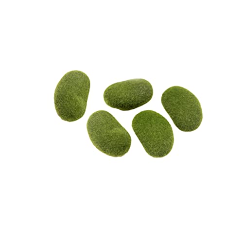 OFFIGAM 5stücke Künstliche Felsimitate Mit Moos Dekoriert Steinimitate in Kugelform Als Abdeckstein Für Bonsai-Dekoration Und Innenraumzierde von OFFIGAM