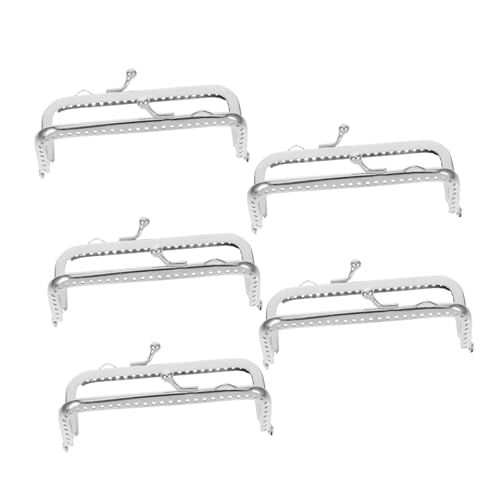 OFFIGAM 5stücke Teiliger Quadratischer Geldbörsenrahmen Aus Eisen Dekorative Silberperlen Schloss Zubehör Für Geldbörsenherstellung DIY-Handwerk Silber von OFFIGAM