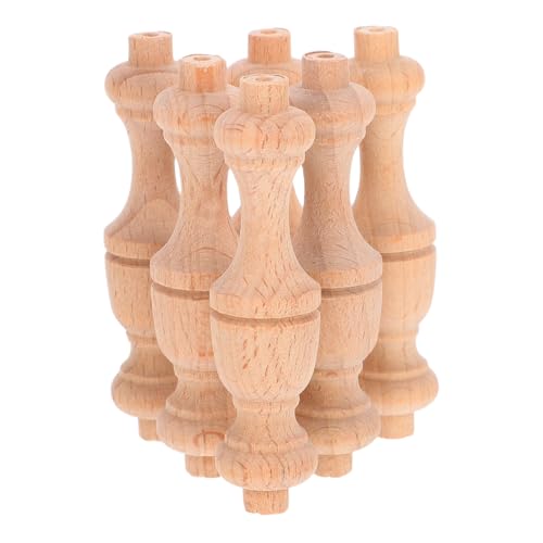 OFFIGAM 6 Stück Dekorative Holzspindeln Unlackierte Spindeln mit Einzigartigem Kürbisdesign für Diy Projekte Möbel und Holzarbeiten Robustes Römischer Säulenstil von OFFIGAM